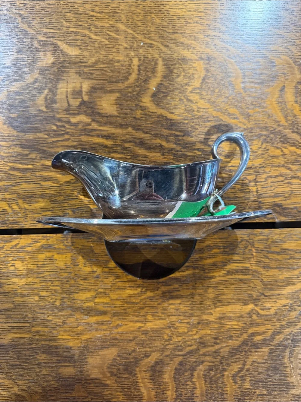 Silver Gravy Boat with Attached Saucer - Classic Home Dining